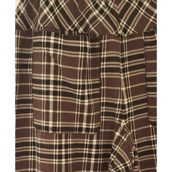 NEW FREE PEOPLE HUDSON CANYON CHARCOAL COMBO SLOUCHY PLAID COTTON PANTS MEDIUM - Picture 9 of 12